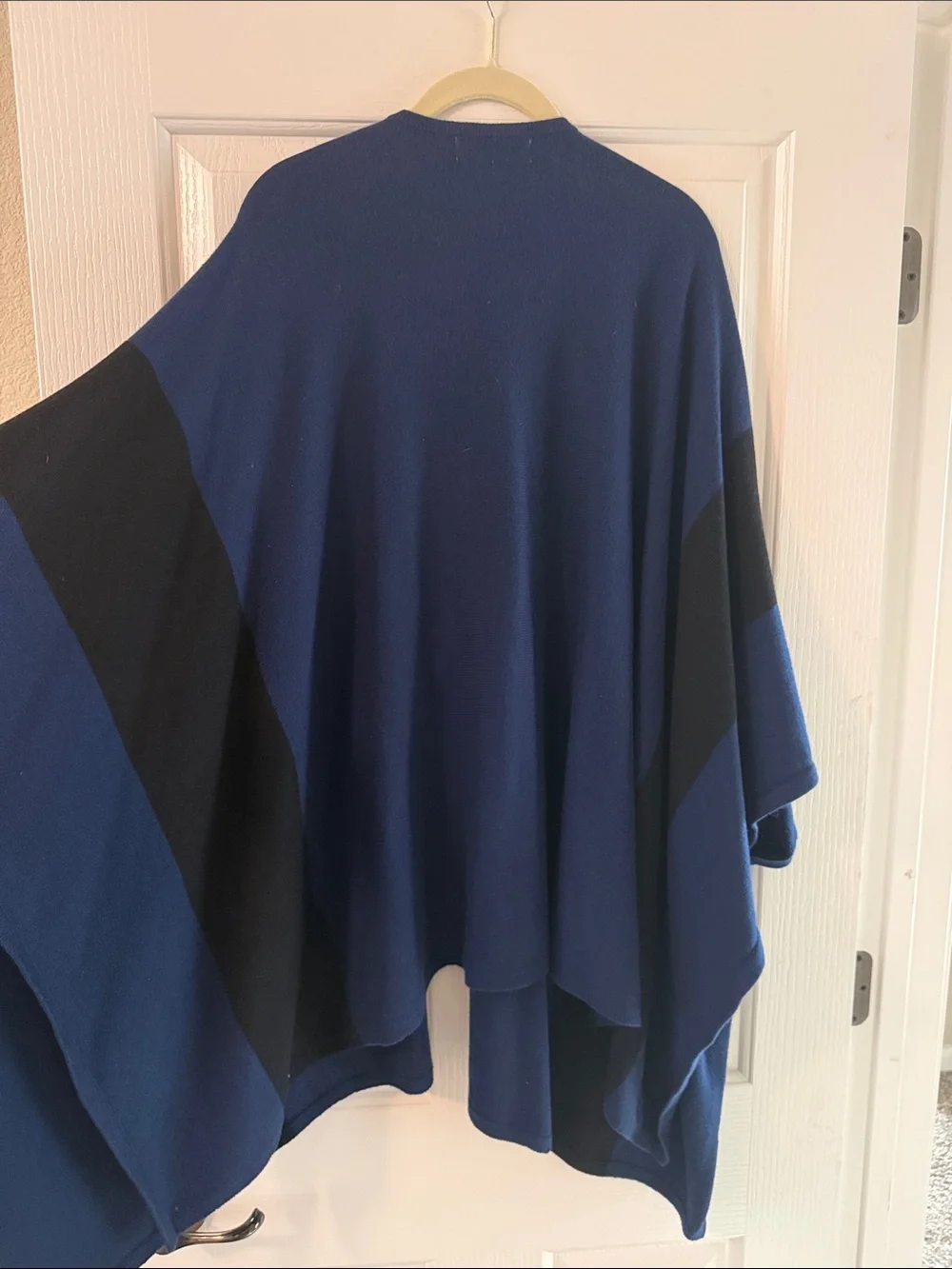 Open-Front Navy and Black Women's Sweater Cardigan/ poncho/ kimono